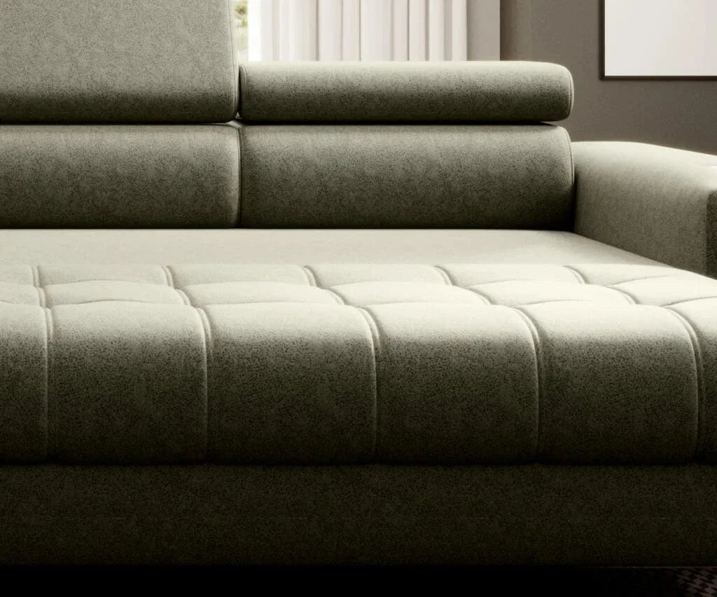 Wersal Coltar Extensibil, Sezlong pe Dreapta, Lada de Depozitare, Tetiere Reglabile, Astolis L, l280xA193xH79-99 cm