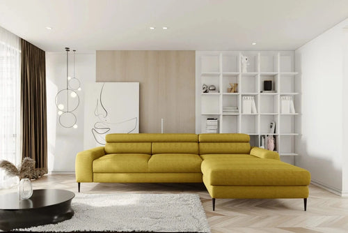 Wersal Coltar Extensibil, Sezlong pe Dreapta, Lada de Depozitare, Tetiere Reglabile, Calcius S, l240xA165xH73-86 cm