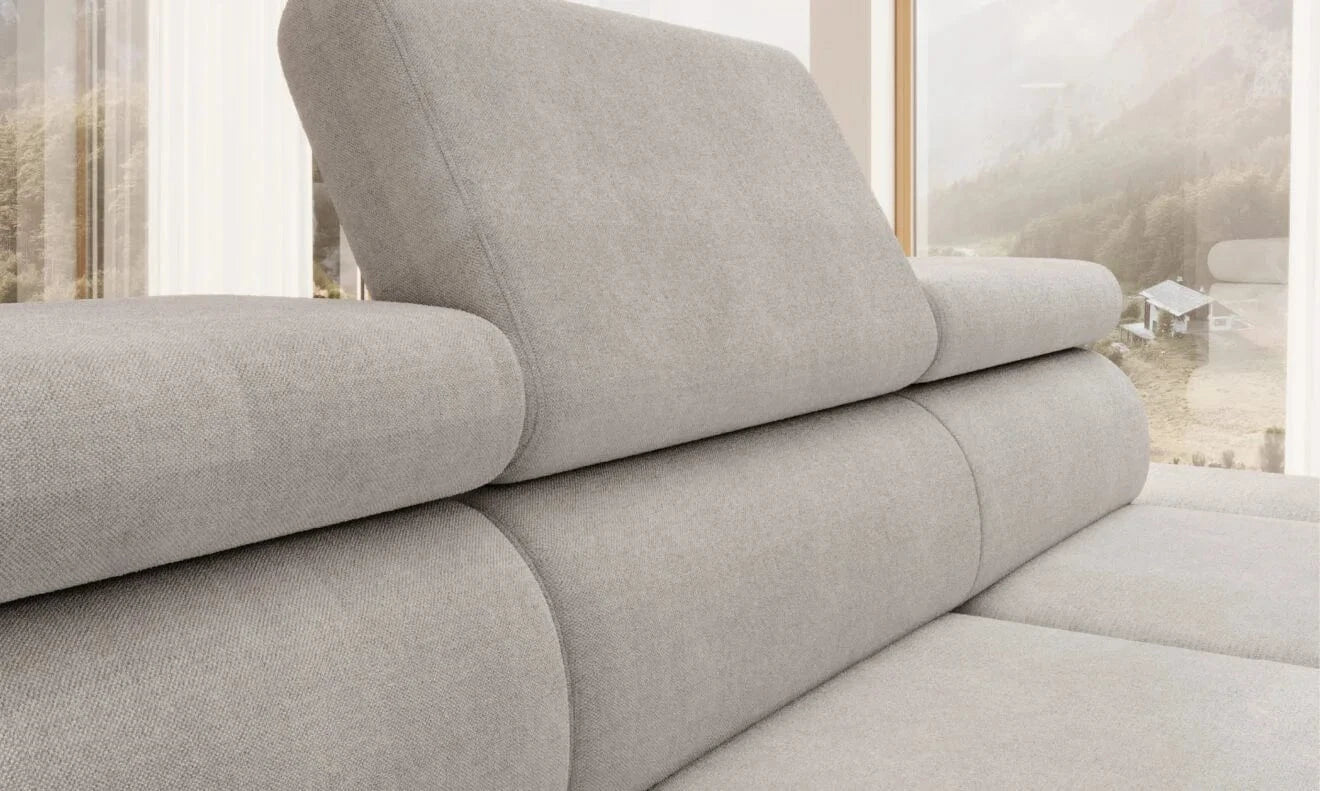 Wersal Coltar Extensibil, Sezlong pe Dreapta, Lada de Depozitare, Tetiere Reglabile, Otos L, l276xA218H77-97 cm