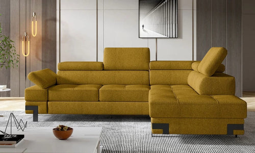 Coltar Extensibil, Sezlong pe Dreapta, Lada de Depozitare, Tetiere si Cotiere Reglabile, Empire L, l262xA223xH75-90 cm