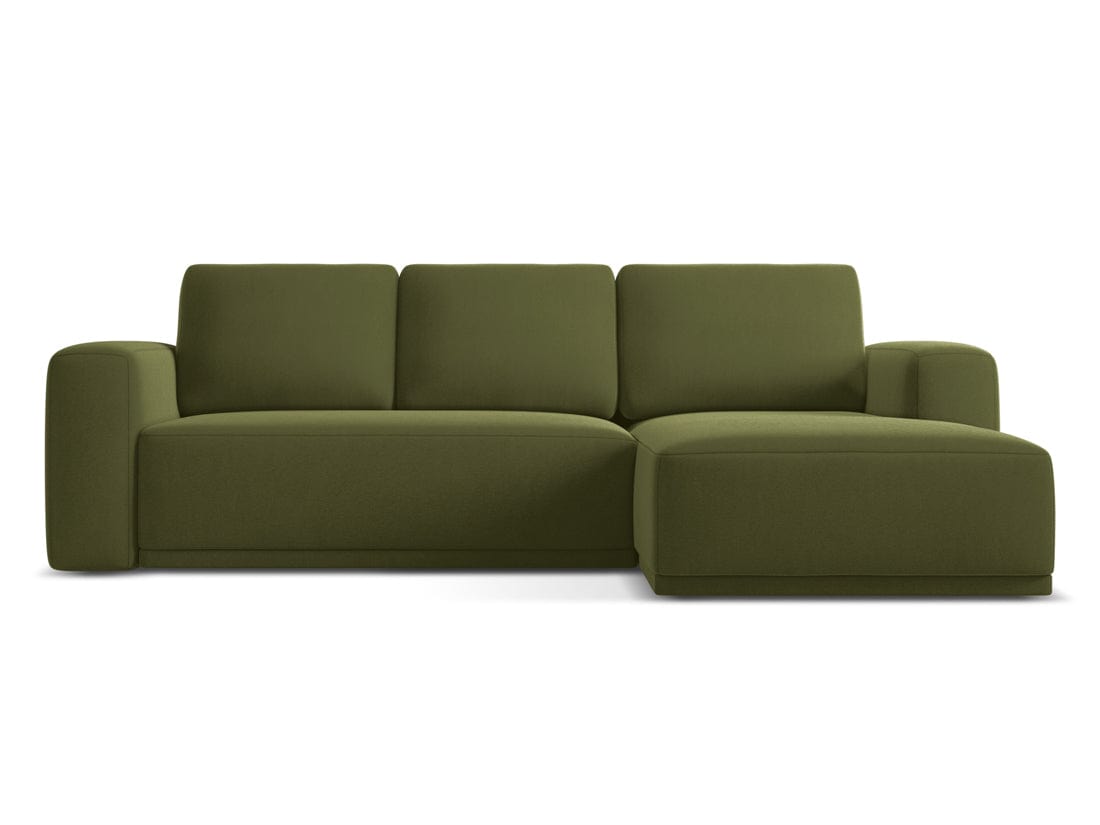 Makamii Coltar Extensibil, Sezlong pe Dreapta, Tapitat cu Stofa, Kaila Velvet C23 Verde Olive, l258xA160xH91 cm
