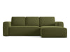 Makamii Coltar Extensibil, Sezlong pe Dreapta, Tapitat cu Stofa, Kaila Velvet C23 Verde Olive, l258xA160xH91 cm