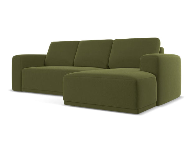 Makamii Coltar Extensibil, Sezlong pe Dreapta, Tapitat cu Stofa, Kaila Velvet C23 Verde Olive, l258xA160xH91 cm