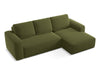 Makamii Coltar Extensibil, Sezlong pe Dreapta, Tapitat cu Stofa, Kaila Velvet C23 Verde Olive, l258xA160xH91 cm