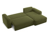 Makamii Coltar Extensibil, Sezlong pe Dreapta, Tapitat cu Stofa, Kaila Velvet C23 Verde Olive, l258xA160xH91 cm