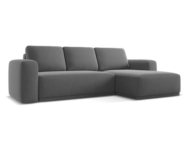 Makamii Coltar Extensibil, Sezlong pe Dreapta, Tapitat cu Stofa, Kaila Velvet C4 Gri, l258xA160xH91 cm