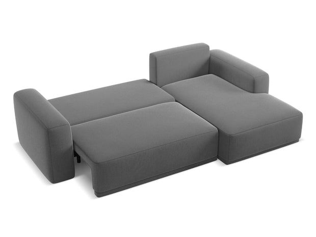 Makamii Coltar Extensibil, Sezlong pe Dreapta, Tapitat cu Stofa, Kaila Velvet C4 Gri, l258xA160xH91 cm