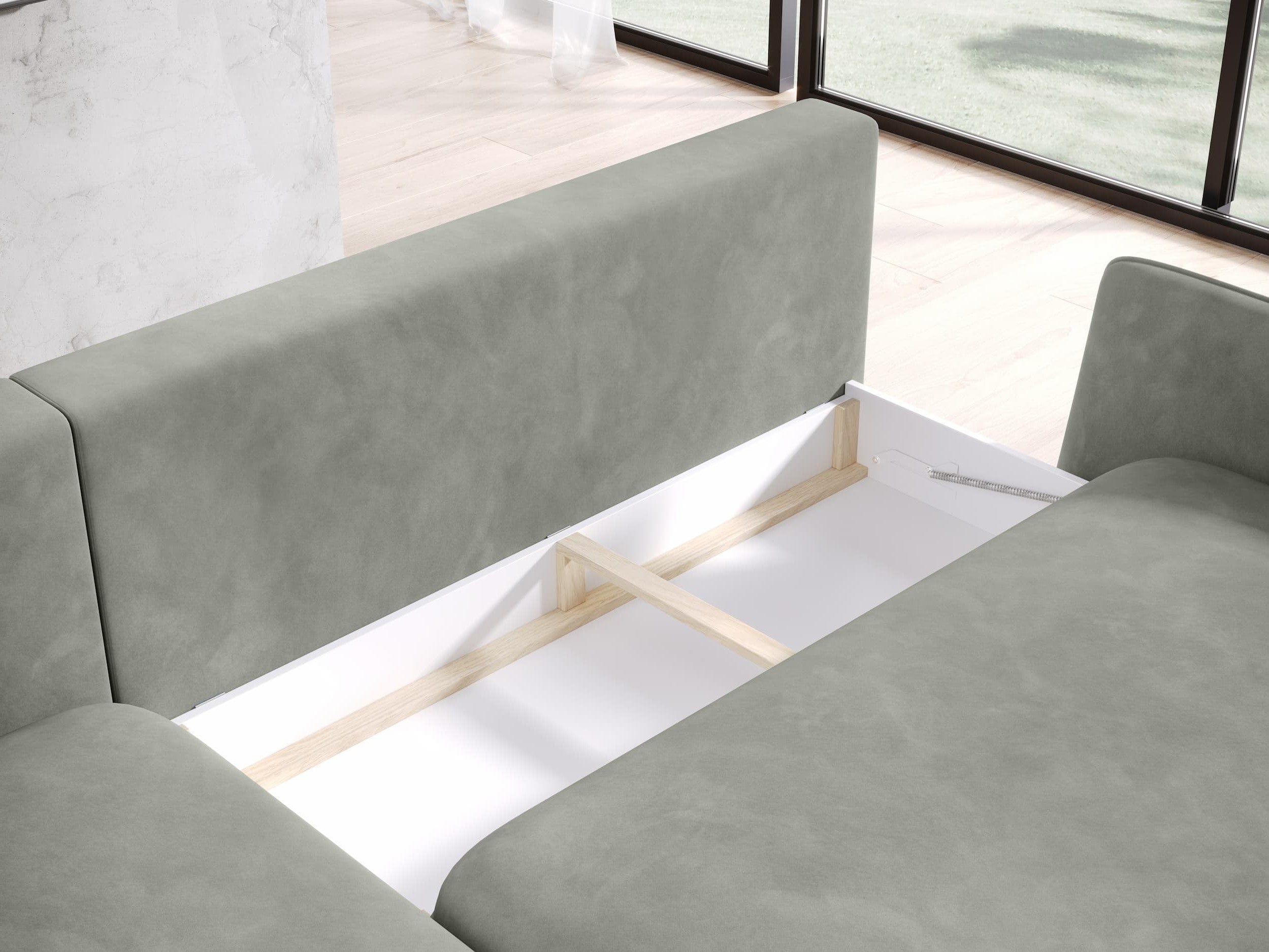 Coltar Extensibil, Sezlong pe Stanga, Lada de Depozitare, Perne Incluse, Solaris, l260xA167xH71-83 cm (2)