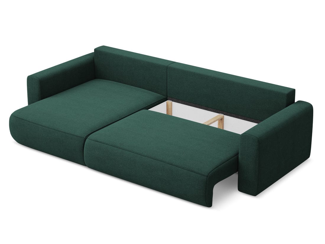 Makamii Coltar Extensibil, Sezlong pe Stanga, Lada de Depozitare, Tapitat cu Stofa, Kapua C1 Verde, l278xA149xH82 cm