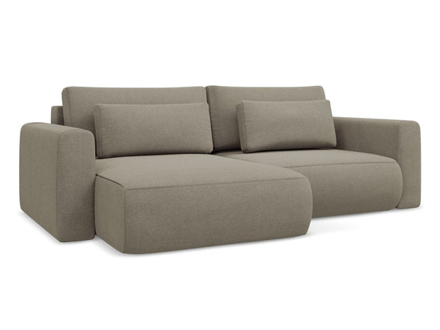 Makamii Coltar Extensibil, Sezlong pe Stanga, Lada de Depozitare, Tapitat cu Stofa, Kapua C14 Bej Inchis, l240xA149xH82 cm