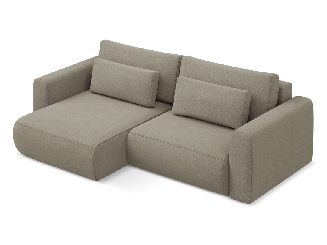 Makamii Coltar Extensibil, Sezlong pe Stanga, Lada de Depozitare, Tapitat cu Stofa, Kapua C14 Bej Inchis, l240xA149xH82 cm