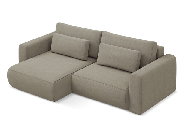 Makamii Coltar Extensibil, Sezlong pe Stanga, Lada de Depozitare, Tapitat cu Stofa, Kapua C14 Bej Inchis, l240xA149xH82 cm