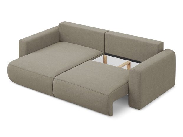 Makamii Coltar Extensibil, Sezlong pe Stanga, Lada de Depozitare, Tapitat cu Stofa, Kapua C14 Bej Inchis, l240xA149xH82 cm