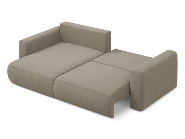 Makamii Coltar Extensibil, Sezlong pe Stanga, Lada de Depozitare, Tapitat cu Stofa, Kapua C14 Bej Inchis, l240xA149xH82 cm