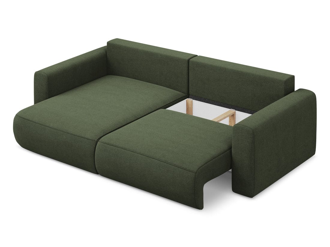 Makamii Coltar Extensibil, Sezlong pe Stanga, Lada de Depozitare, Tapitat cu Stofa, Kapua C2 Verde Olive, l240xA149xH82 cm