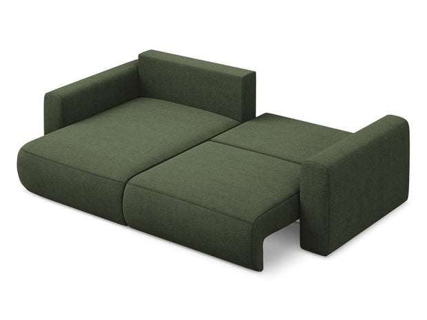 Makamii Coltar Extensibil, Sezlong pe Stanga, Lada de Depozitare, Tapitat cu Stofa, Kapua C2 Verde Olive, l240xA149xH82 cm