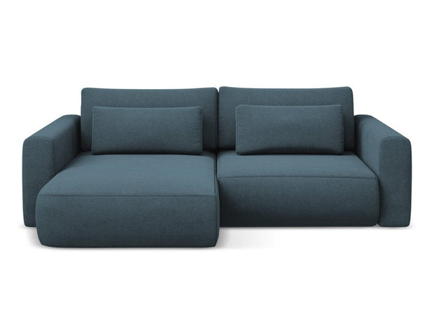 Makamii Coltar Extensibil, Sezlong pe Stanga, Lada de Depozitare, Tapitat cu Stofa, Kapua C5 Albastru Denim, l240xA149xH82 cm