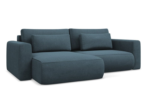 Makamii Coltar Extensibil, Sezlong pe Stanga, Lada de Depozitare, Tapitat cu Stofa, Kapua C5 Albastru Denim, l240xA149xH82 cm