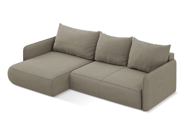 Makamii Coltar Extensibil, Sezlong pe Stanga, Lada de Depozitare, Tapitat cu Stofa, Nanea C14 Bej Inchis, l240xA148xH86 cm