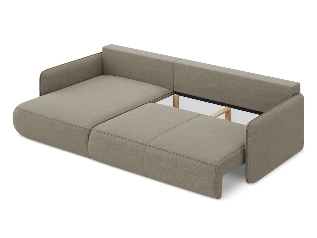 Makamii Coltar Extensibil, Sezlong pe Stanga, Lada de Depozitare, Tapitat cu Stofa, Nanea C14 Bej Inchis, l240xA148xH86 cm