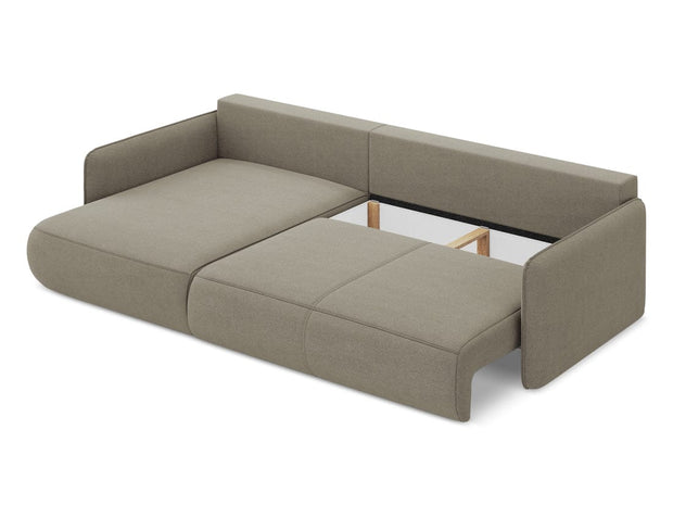 Makamii Coltar Extensibil, Sezlong pe Stanga, Lada de Depozitare, Tapitat cu Stofa, Nanea C14 Bej Inchis, l240xA148xH86 cm