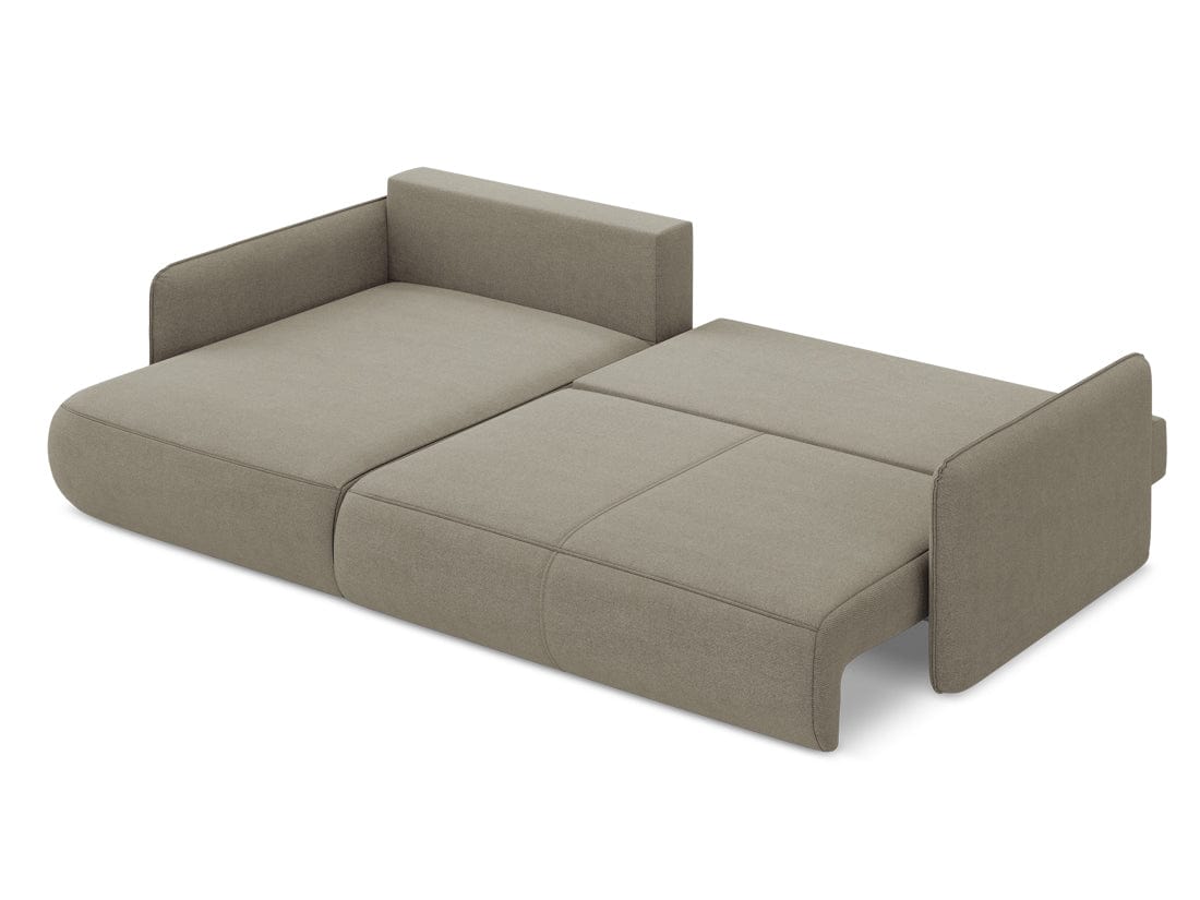 Makamii Coltar Extensibil, Sezlong pe Stanga, Lada de Depozitare, Tapitat cu Stofa, Nanea C14 Bej Inchis, l240xA148xH86 cm