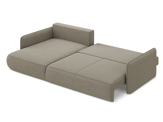 Makamii Coltar Extensibil, Sezlong pe Stanga, Lada de Depozitare, Tapitat cu Stofa, Nanea C14 Bej Inchis, l240xA148xH86 cm