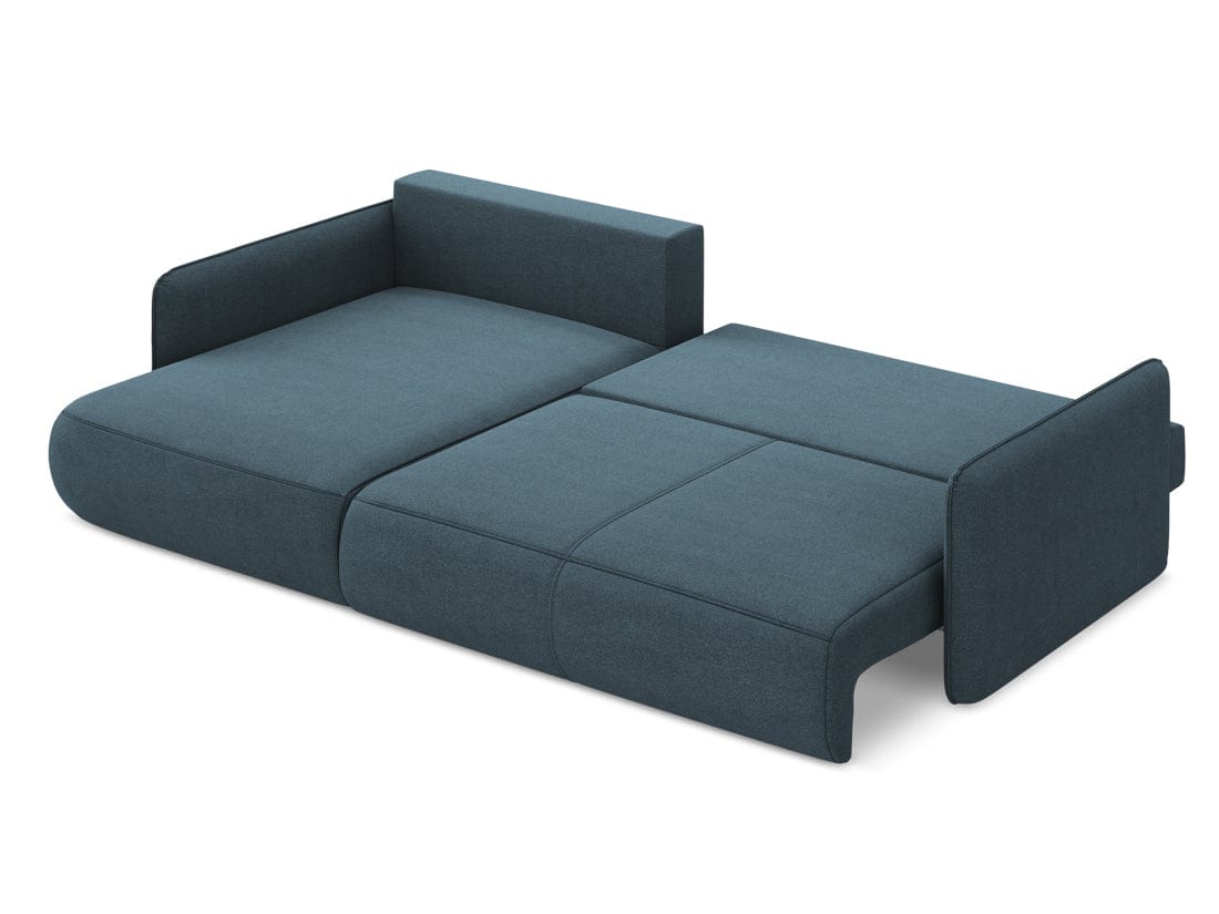 Makamii Coltar Extensibil, Sezlong pe Stanga, Lada de Depozitare, Tapitat cu Stofa, Nanea C5 Albastru Denim, l240xA148xH86 cm