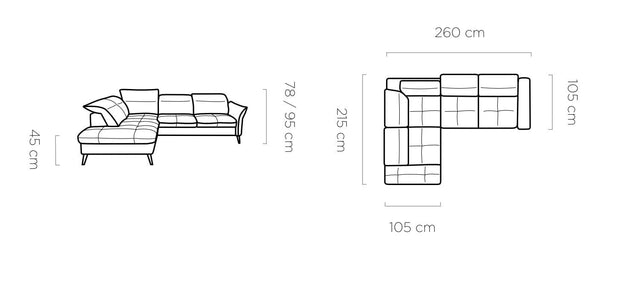Coltar Extensibil, Sezlong pe Stanga, Lada de Depozitare, Tetiere Reglabile, Apulum, l260xA215xH78-95 cm (8)