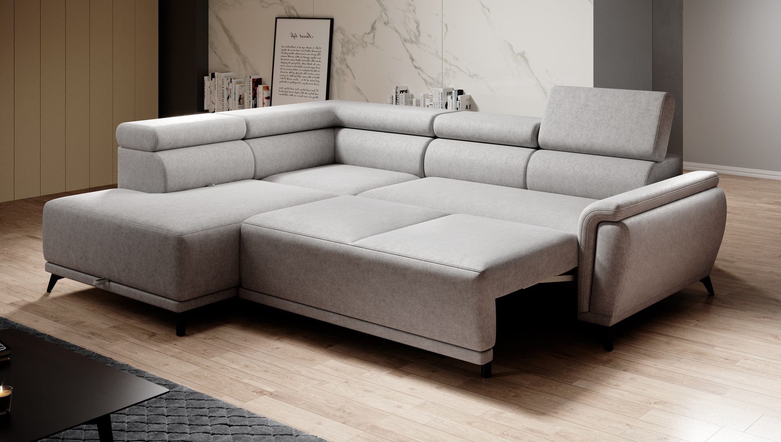 Coltar Extensibil, Sezlong pe Stanga, Lada de Depozitare, Tetiere Reglabile, Atlantida, l281xA203xH80-98 cm (2)