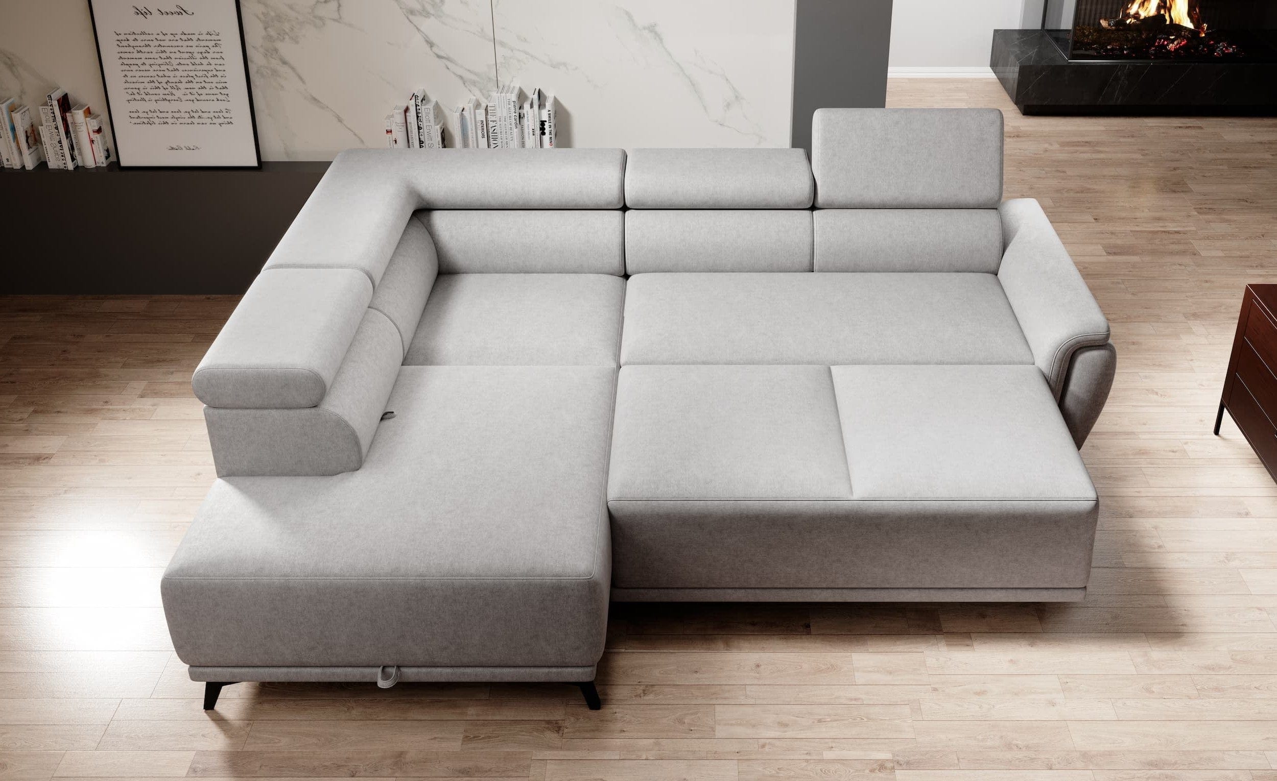 Coltar Extensibil, Sezlong pe Stanga, Lada de Depozitare, Tetiere Reglabile, Atlantida, l281xA203xH80-98 cm (3)