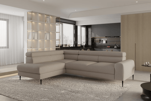 Wersal Coltar Extensibil, Sezlong pe Stanga, Lada de Depozitare, Tetiere Reglabile, Calcius L, l246xA175xH73-86 cm