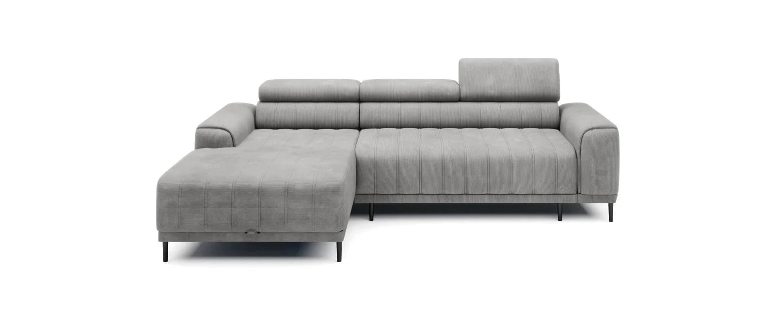 Wersal Coltar Extensibil, Sezlong pe Stanga, Lada de Depozitare, Tetiere Reglabile, Calvoras S, l272xA178xH79-99 cm