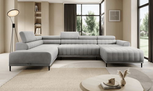 Wersal Coltar Extensibil, Sezlong pe Stanga, Lada de Depozitare, Tetiere Reglabile, Calvoras XL, l342xA200xH79-99 cm