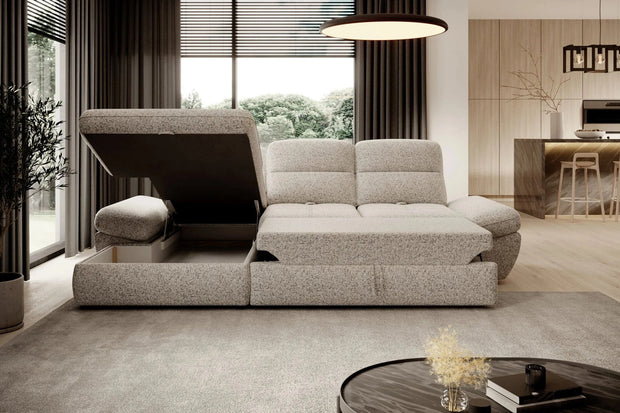 Wersal Coltar Extensibil, Sezlong pe Stanga, Lada de Depozitare, Tetiere Reglabile, Galinos S, l280xA173H88 cm