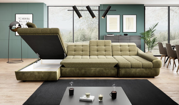 Coltar Extensibil, Sezlong pe Stanga, Lada de Depozitare, Tetiere Reglabile, Infamy XL R1, l365xA216xH81-93 cm (1)