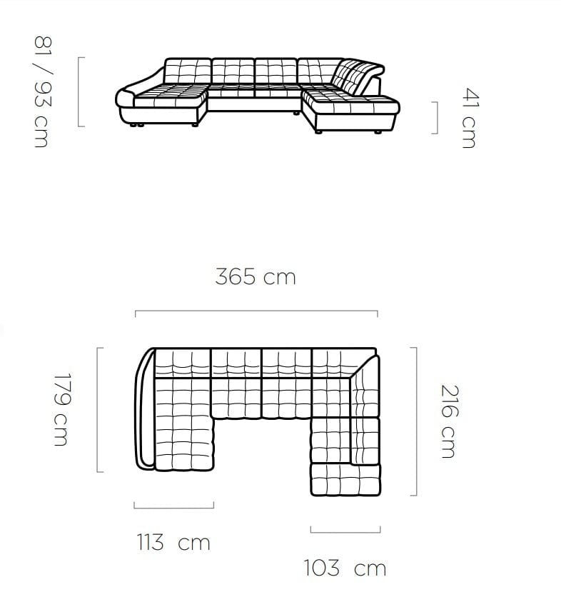 Coltar Extensibil, Sezlong pe Stanga, Lada de Depozitare, Tetiere Reglabile, Infamy XL R1, l365xA216xH81-93 cm (7)