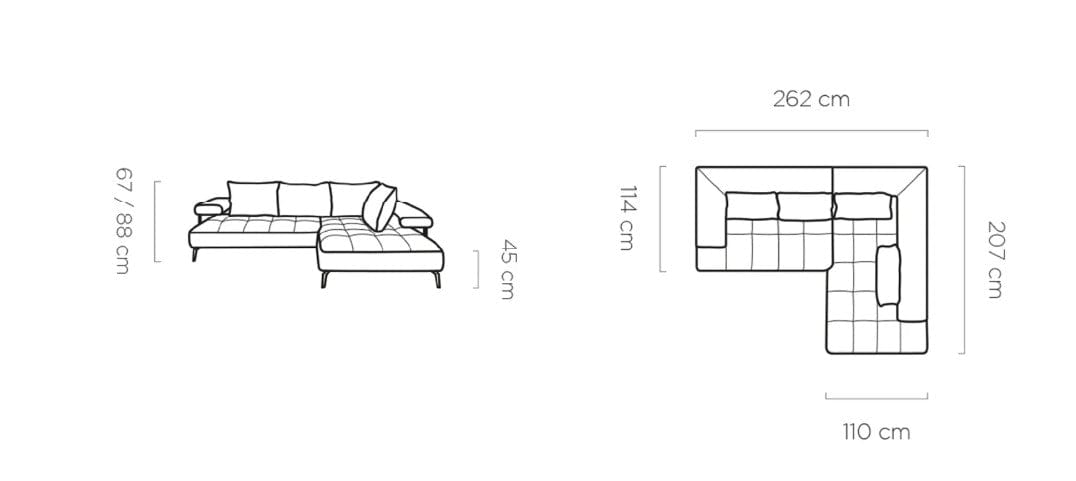Wersal Coltar Extensibil, Sezlong pe Stanga, Mecanism Electric Relax, Montelis L, l262xA207xH67-88 cm