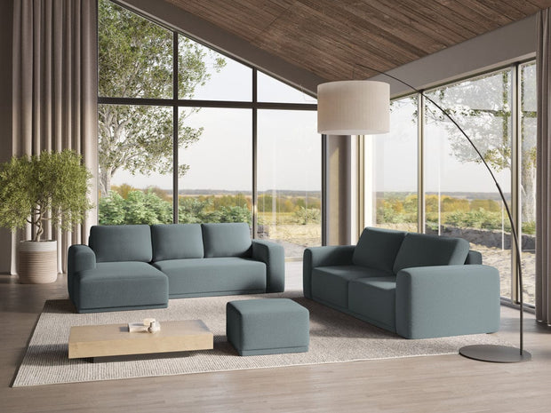 Makamii Coltar Extensibil, Sezlong pe Stanga, Tapitat cu Stofa, Kaila C12 Albastru Denim, l258xA160xH91 cm