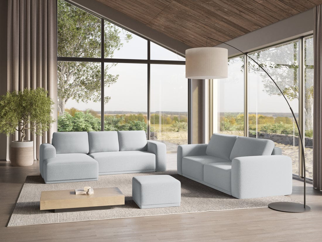 Makamii Coltar Extensibil, Sezlong pe Stanga, Tapitat cu Stofa, Kaila C14 Albastru Deschis, l258xA160xH91 cm