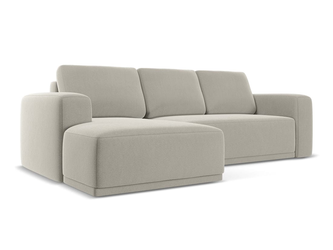 Makamii Coltar Extensibil, Sezlong pe Stanga, Tapitat cu Stofa, Kaila Velvet C6 Gri Deschis, l258xA160xH91 cm