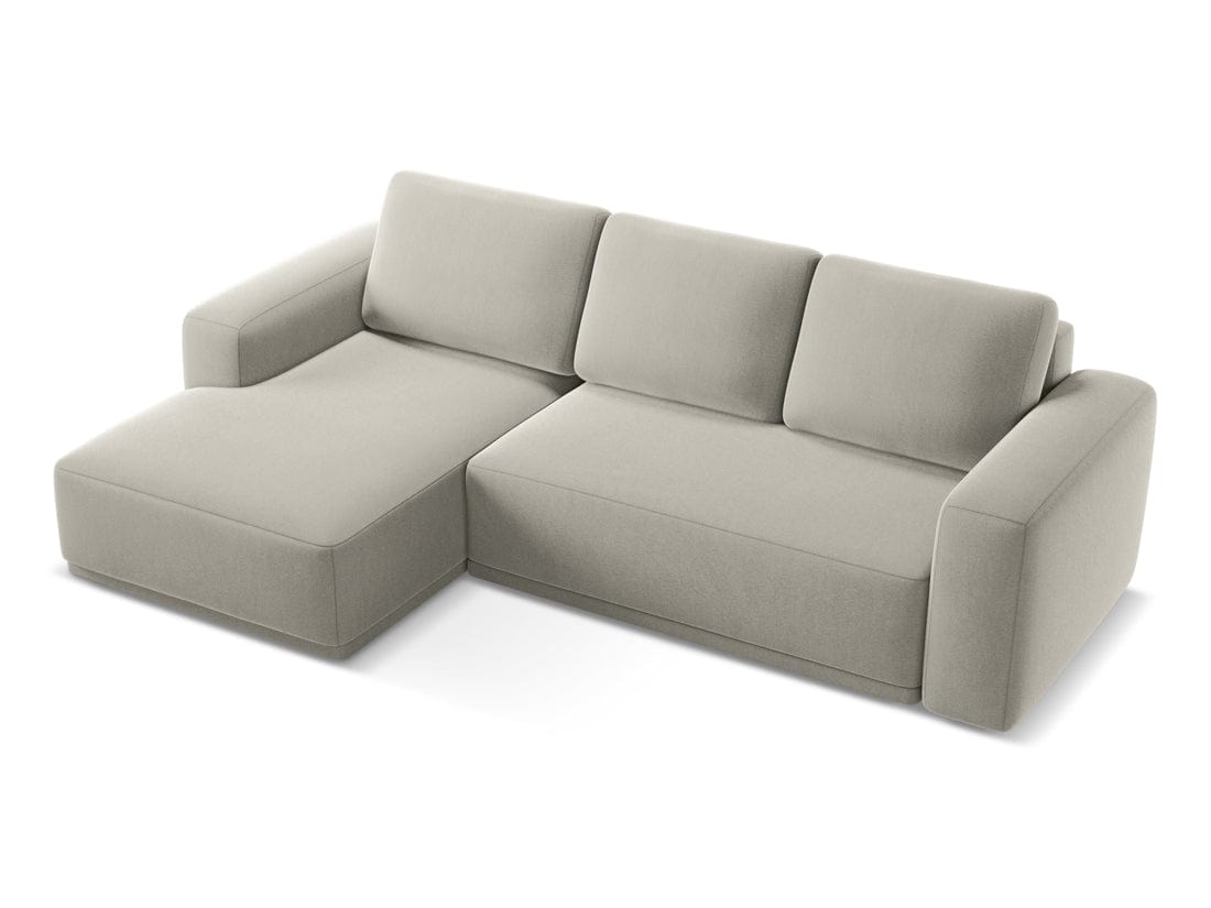 Makamii Coltar Extensibil, Sezlong pe Stanga, Tapitat cu Stofa, Kaila Velvet C6 Gri Deschis, l258xA160xH91 cm