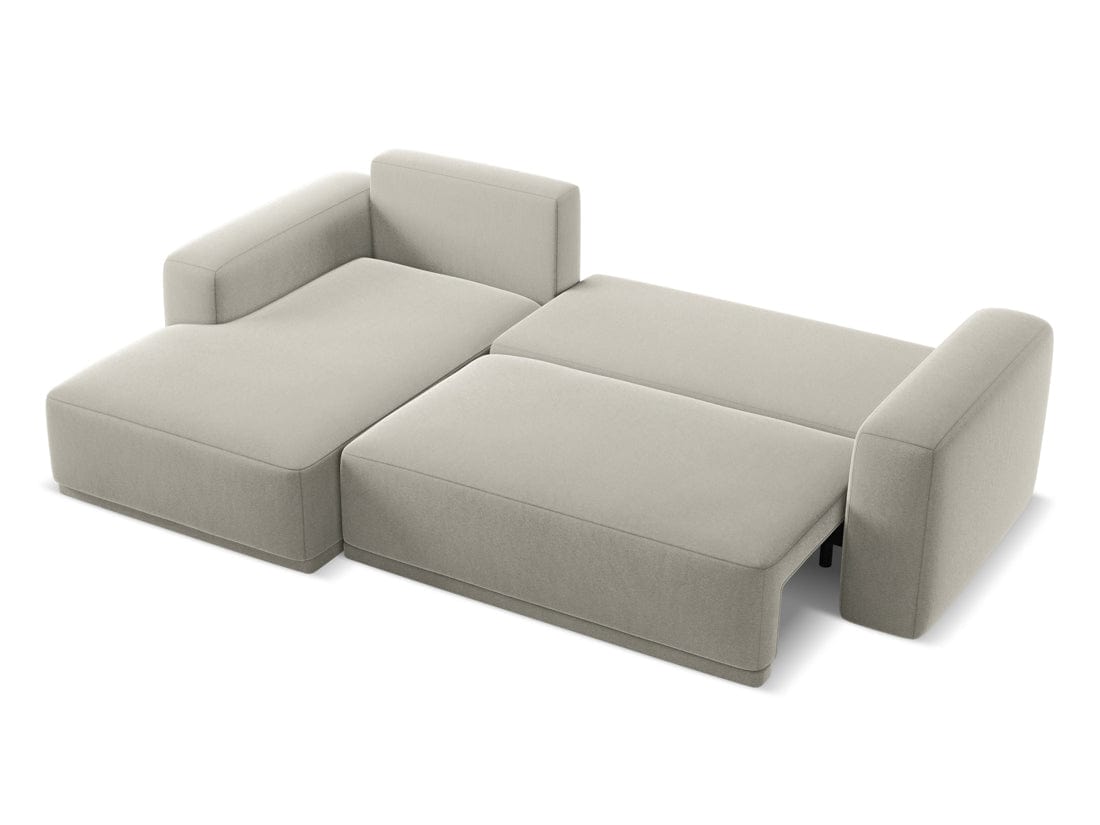 Makamii Coltar Extensibil, Sezlong pe Stanga, Tapitat cu Stofa, Kaila Velvet C6 Gri Deschis, l258xA160xH91 cm