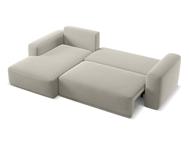 Makamii Coltar Extensibil, Sezlong pe Stanga, Tapitat cu Stofa, Kaila Velvet C6 Gri Deschis, l258xA160xH91 cm