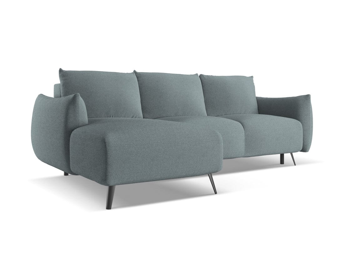 Makamii Coltar Extensibil, Sezlong pe Stanga, Tapitat cu Stofa, Malie C12 Albastru Denim, l242xA162xH86 cm