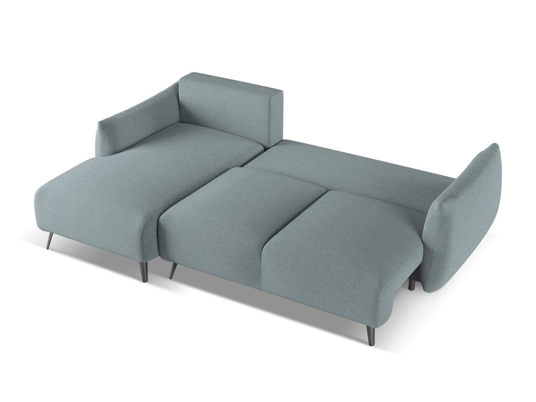 Makamii Coltar Extensibil, Sezlong pe Stanga, Tapitat cu Stofa, Malie C12 Albastru Denim, l242xA162xH86 cm