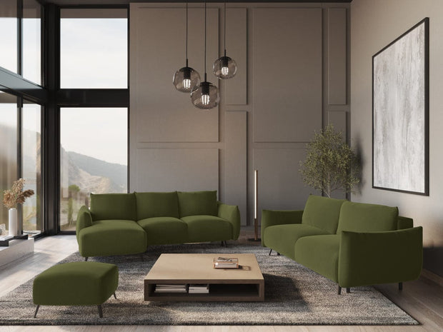 Makamii Coltar Extensibil, Sezlong pe Stanga, Tapitat cu Stofa, Malie Velvet C23 Verde Olive, l242xA162xH86 cm