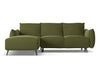 Makamii Coltar Extensibil, Sezlong pe Stanga, Tapitat cu Stofa, Malie Velvet C23 Verde Olive, l242xA162xH86 cm