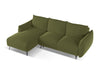Makamii Coltar Extensibil, Sezlong pe Stanga, Tapitat cu Stofa, Malie Velvet C23 Verde Olive, l242xA162xH86 cm