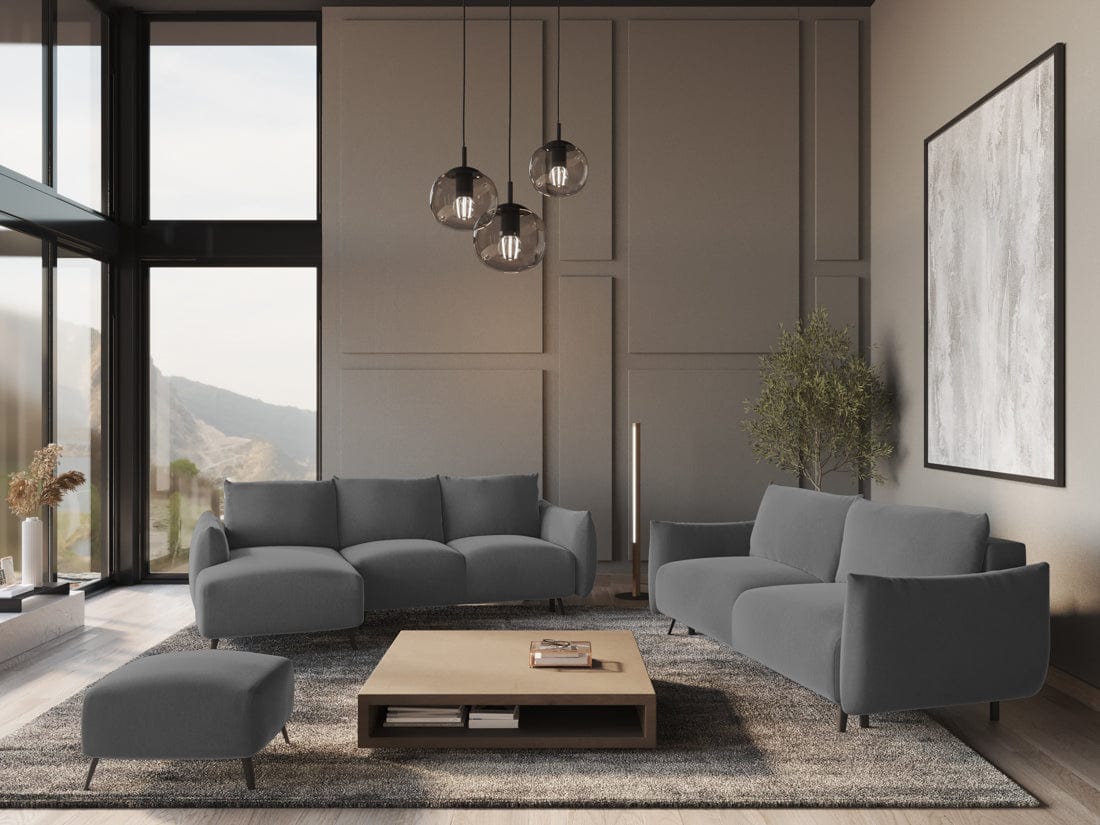 Makamii Coltar Extensibil, Sezlong pe Stanga, Tapitat cu Stofa, Malie Velvet C4 Gri, l242xA162xH86 cm